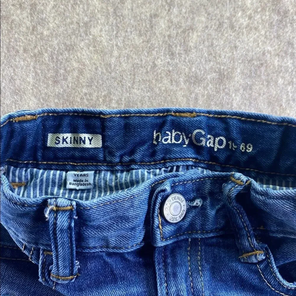 GAP Kids Distressed Skinny Adjustable Waist Blue Jeans Size 2 Years
